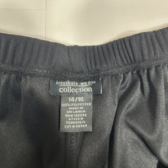Dressbarn Collection Palazzo Pants Black Pull On Stretch Mesh Overlay Sz 14 / 16 - Picture 4 of 11